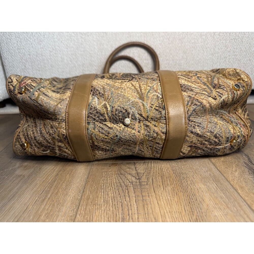 Vintage 70's Morris Moskowitz Tapestry Leather Handbag Purse MM USA - Picture 8 of 13